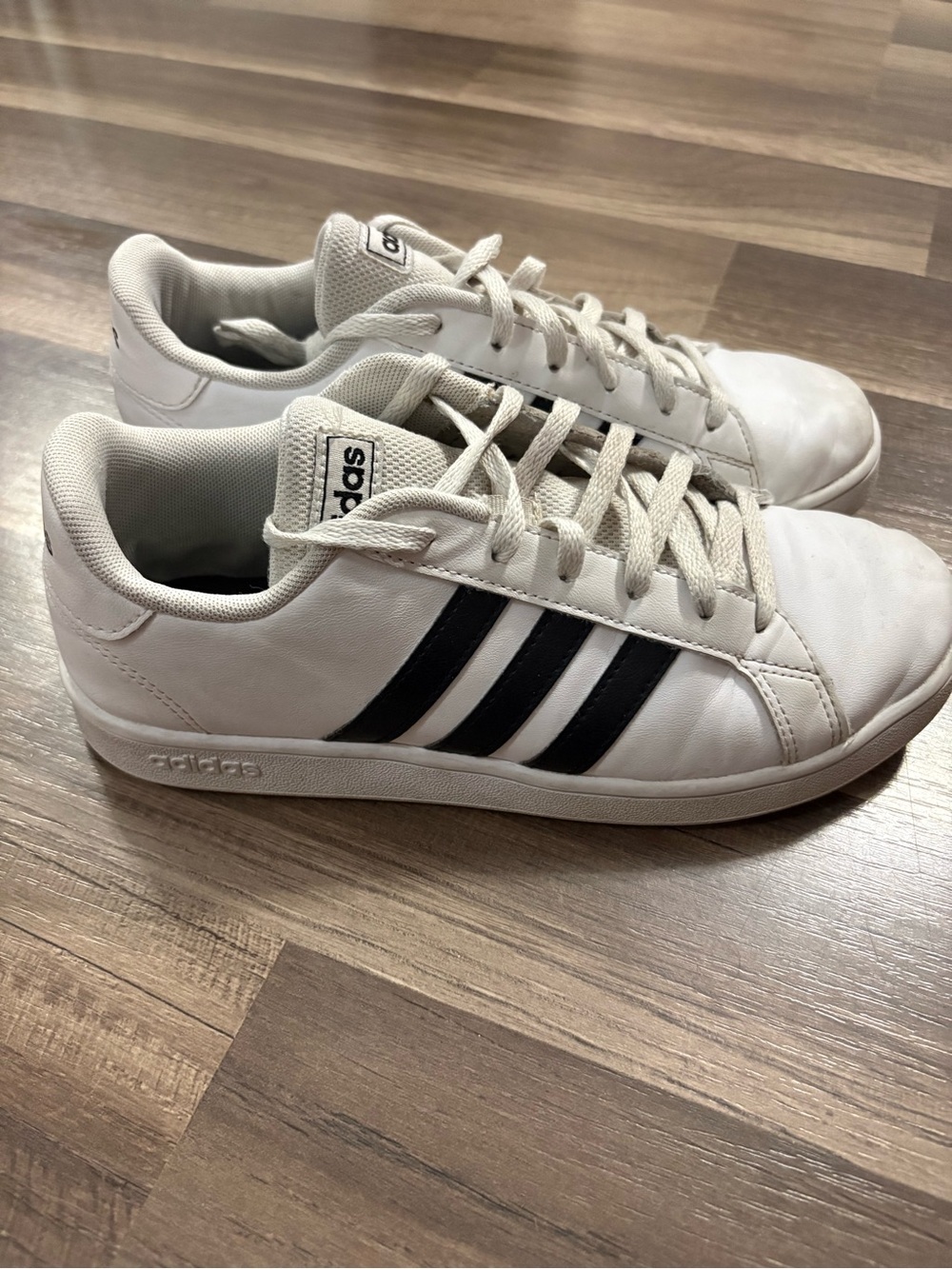adidas White Sneakers with Black Three-Stripes